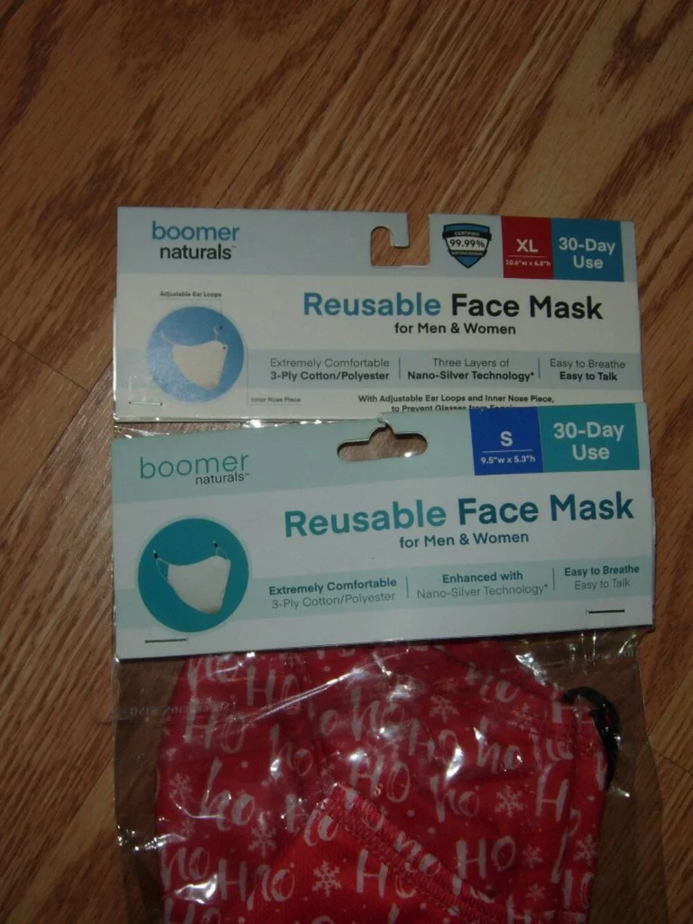 2 Boomer Naturals Reusable Face Masks- S & XL